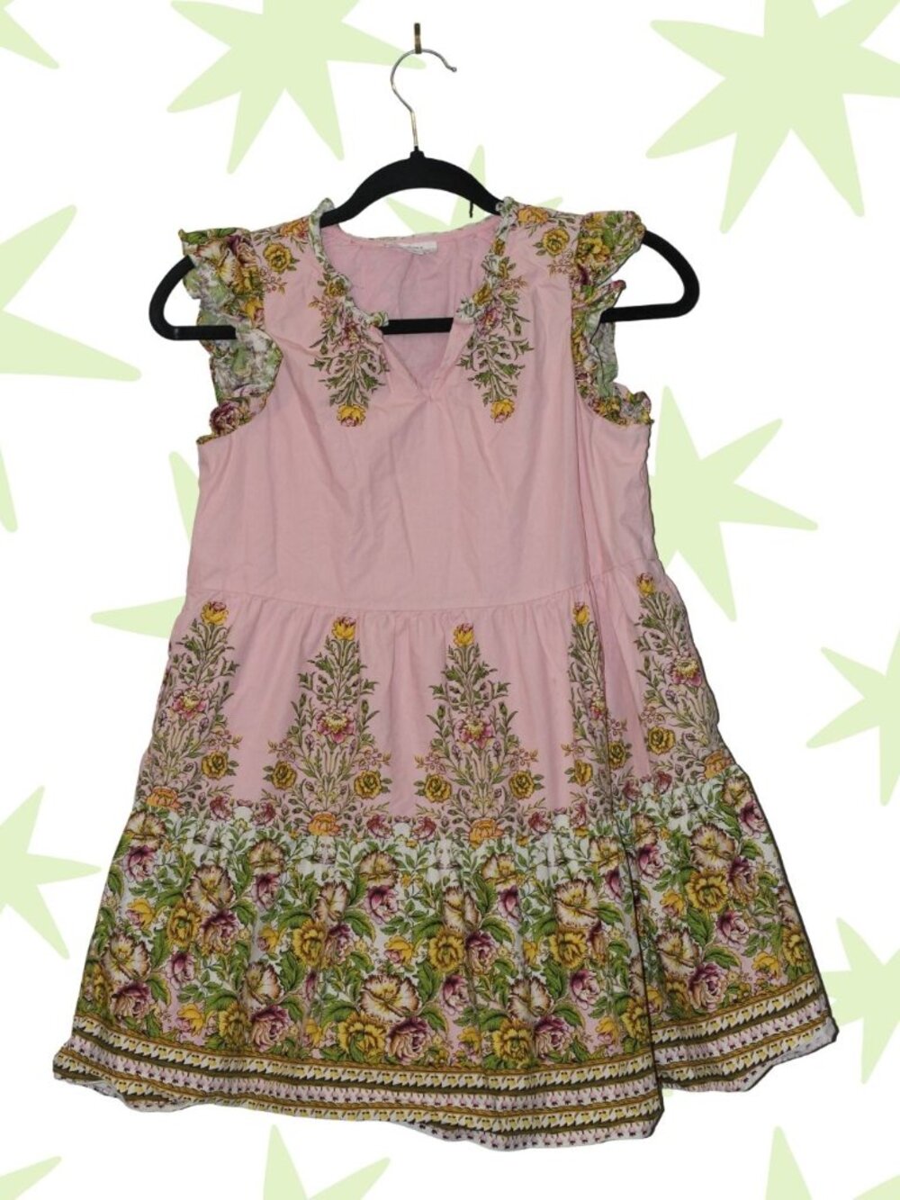 a loves a 100% cotton girls' floral ruffle dress L
